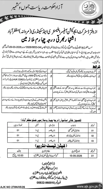 AJK Elementary and Secondary Education Department Jobs 2026