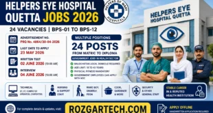 Balochistan Helper Eye Hospital Quetta Jobs 2026