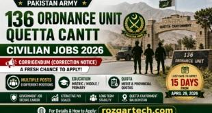Commanding officer 136 Ordinance Unit Quetta Jobs 2026 1