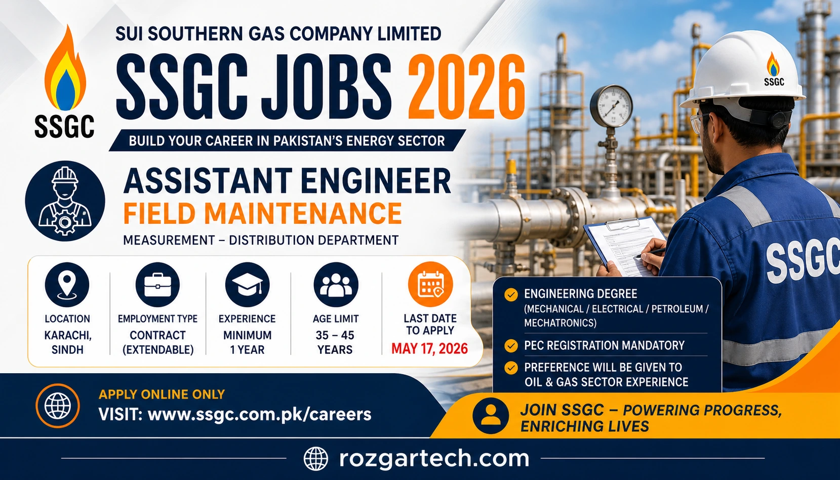 Karachi SSGC Jobs 2026 | SSGC Job for Assistant Engineer